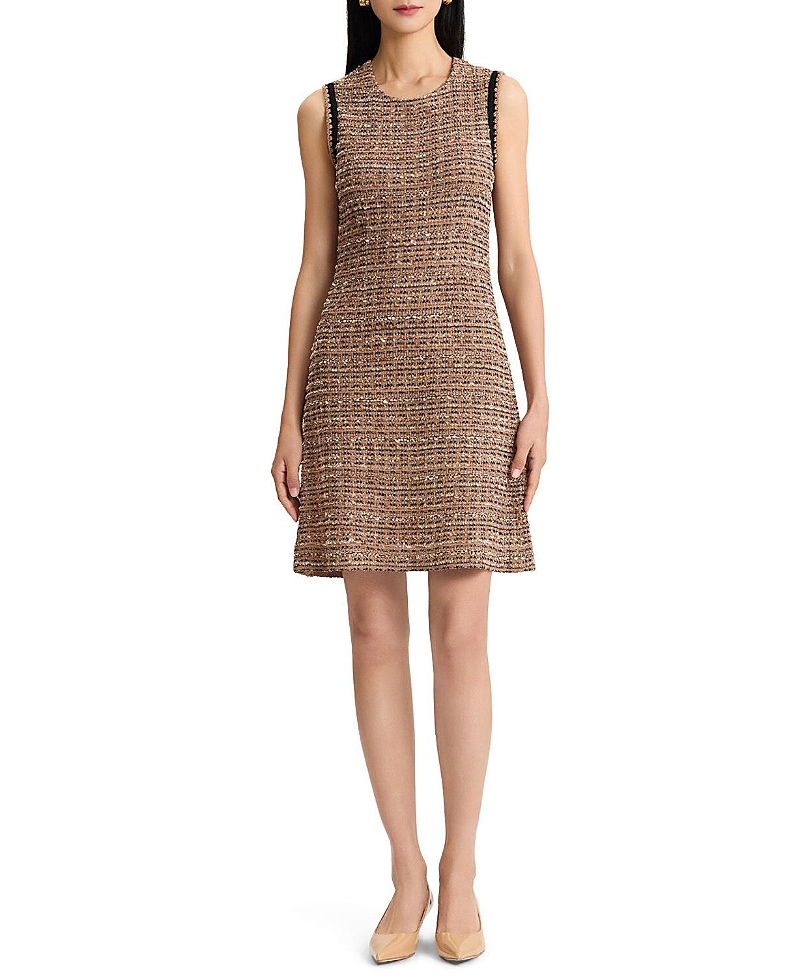 Ming Wang A-Line Eyelash Tweed Knit Dress