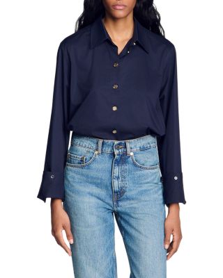 Wide Cuff Button Front Shirt