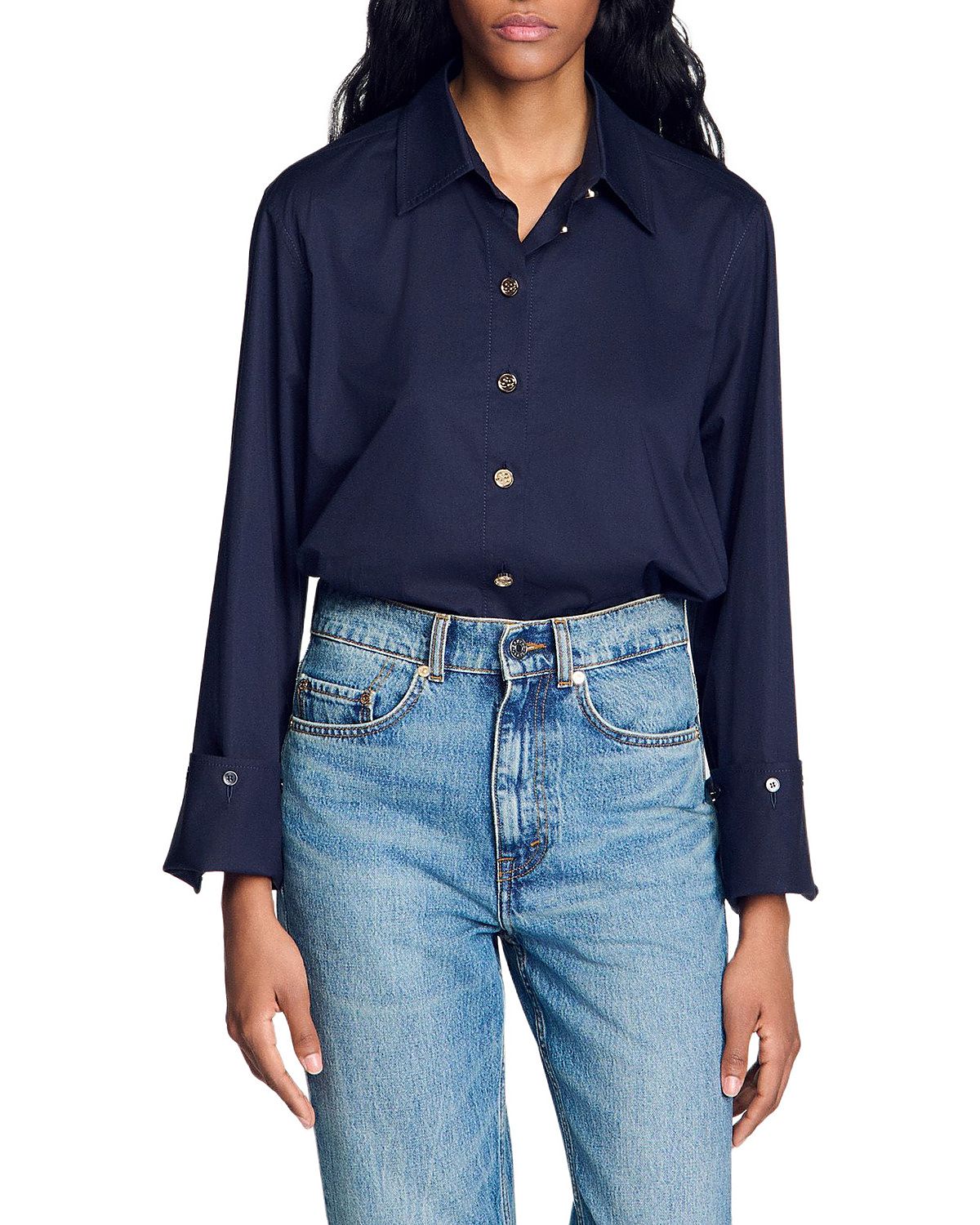 Sandro Wide Cuff Button Front Shirt