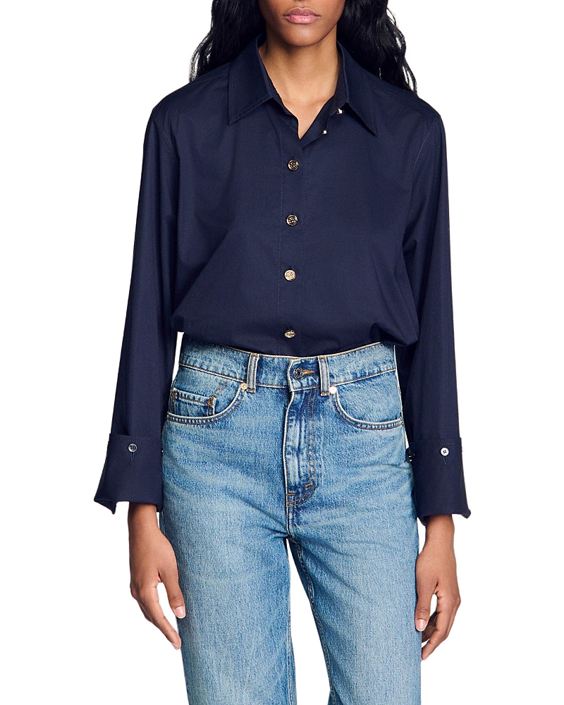 Sandro Wide Cuff Button Front Shirt