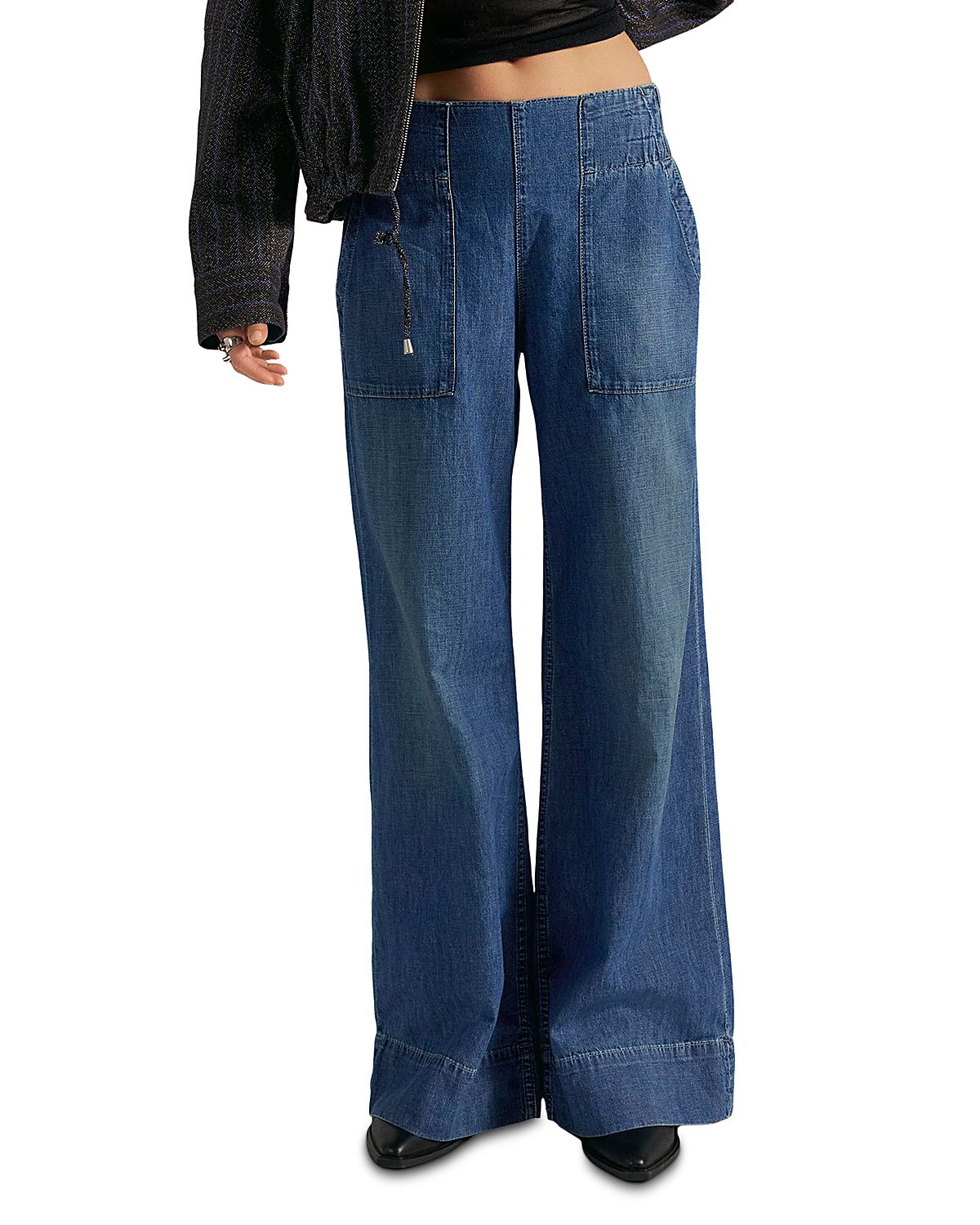 Free People Breezy High Rise Denim Pull On Jeans
