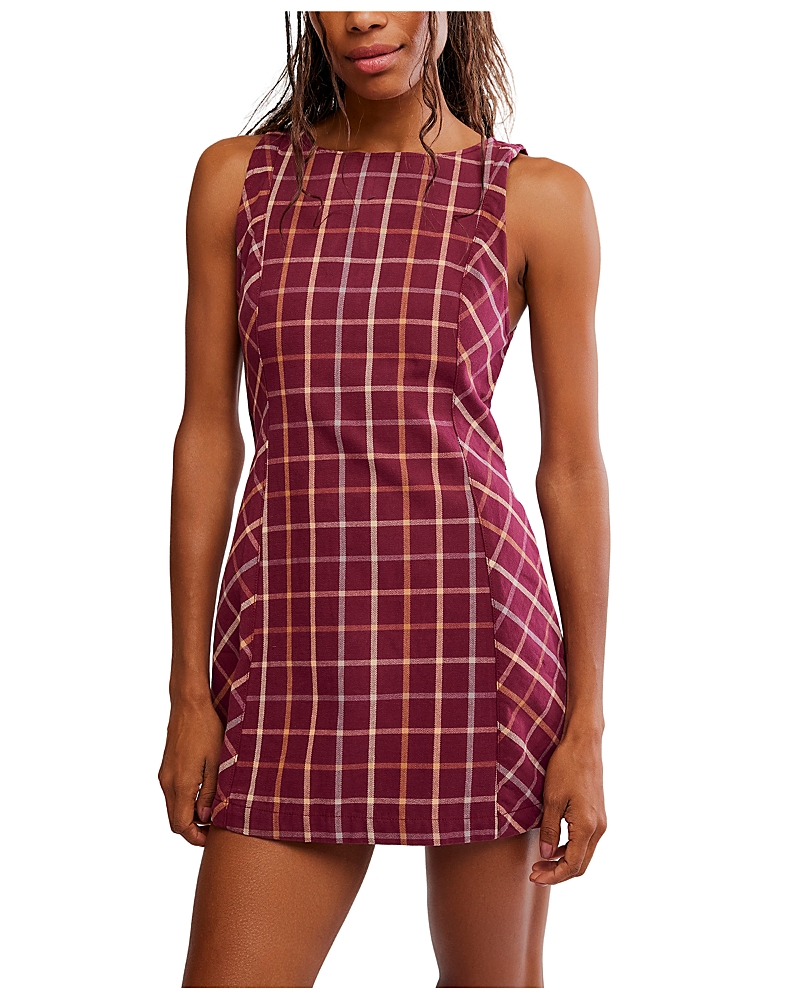 Free People Atlas Plaid Mini Cotton Dress