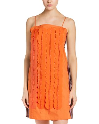Cotton Color Blocked Embellished Mini Dress