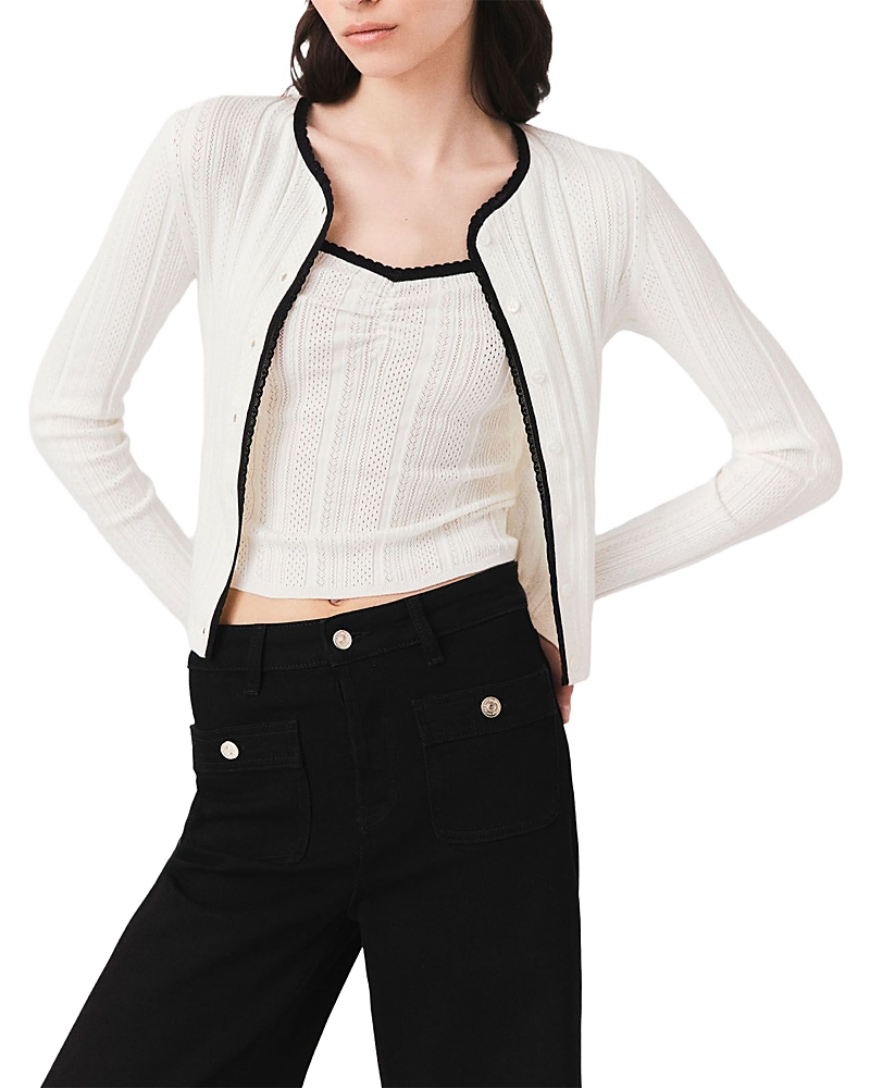 Maje Pointelle Knit Cardigan