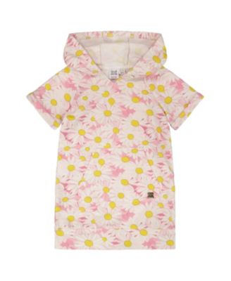  Girls' Short Sleeve French Terry Hooded Daisies Dress - Little Kid