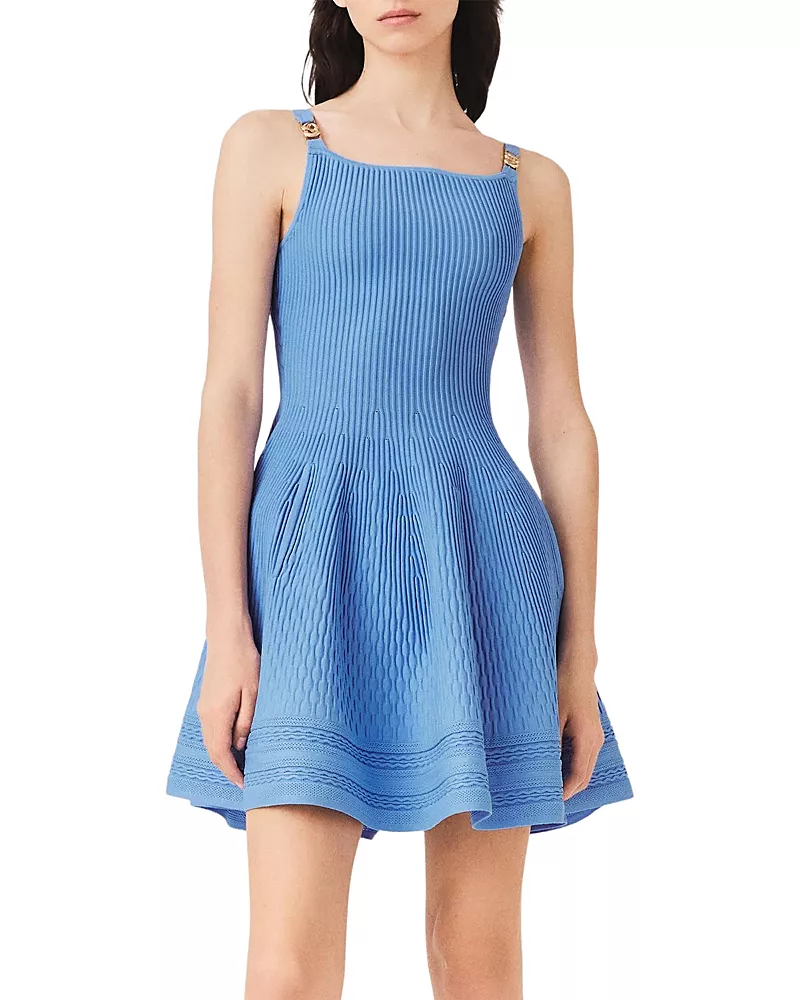 Maje Square Neck Skater Mini Dress