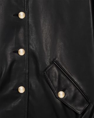 Leather Funnel Neck Jacket - thumbnail 8