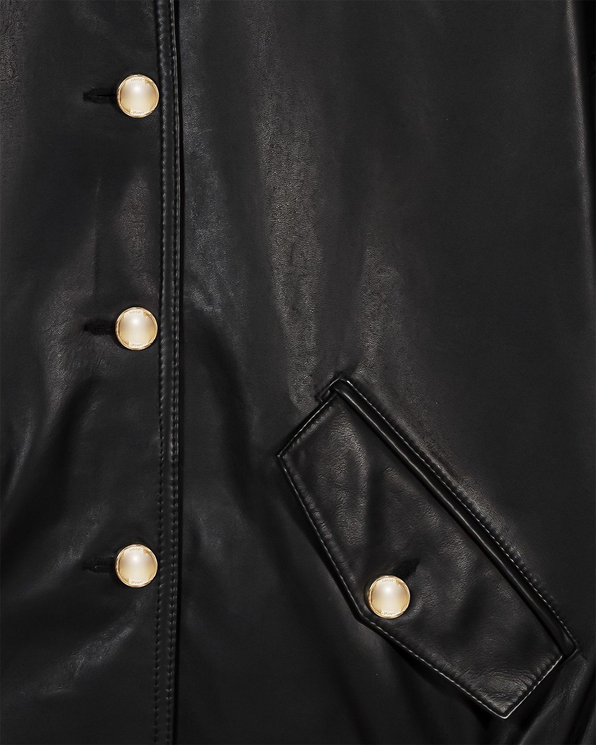 Leather Funnel Neck Jacket