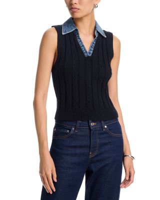 Monica Sleeveless Mixed Media Sweater