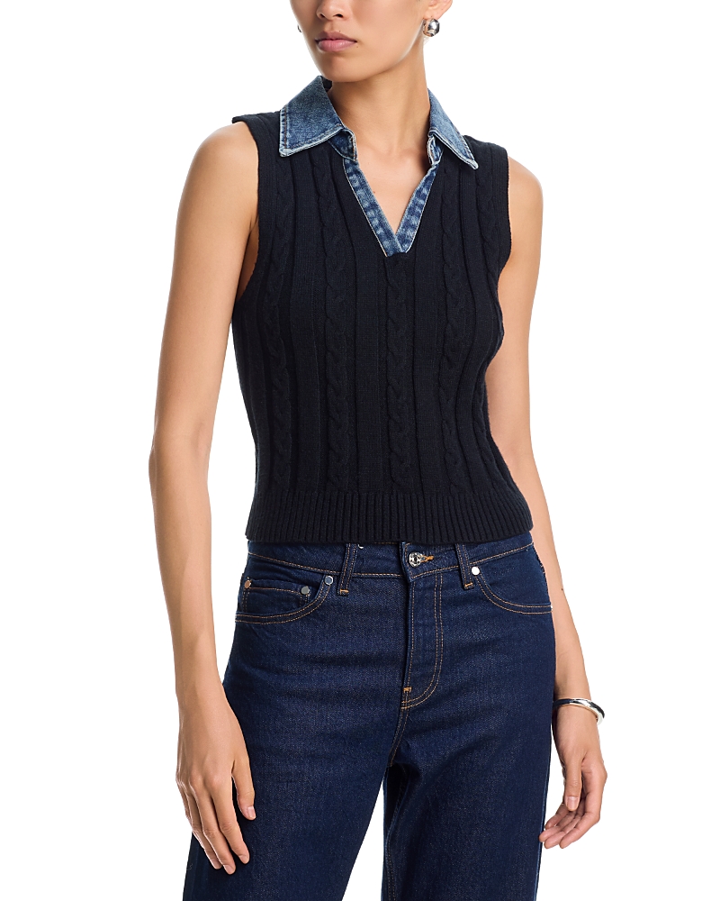 Six Fifty Monica Sleeveless Mixed Media Sweater In Black