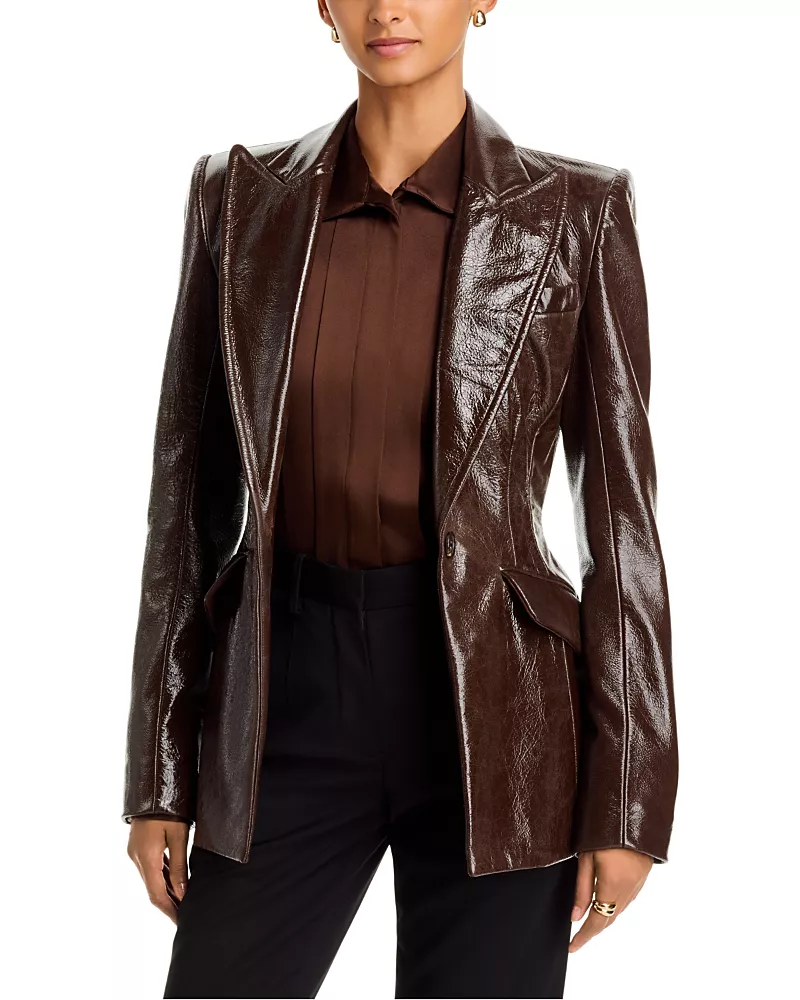 Sergio Hudson Leather Single Breasted Blazer