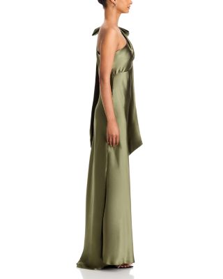 One Shoulder Satin Column Gown - Exclusive - thumbnail 5