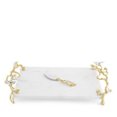 Lovebirds Silver & Gold Cheeseboard with Knife