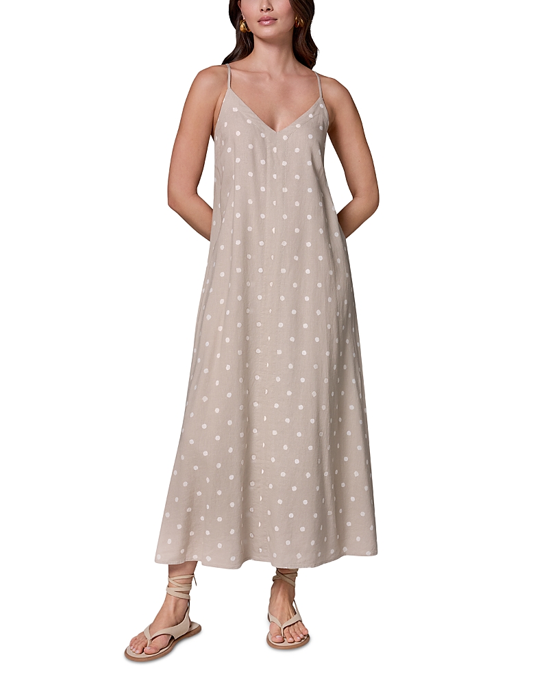 Donna Karan Polka Dot V Neck A Line Slip Dress