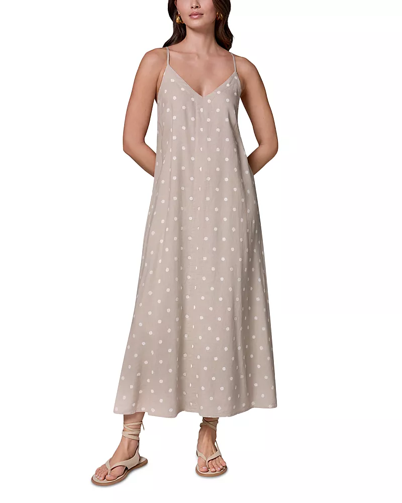 Donna Karan Polka Dot V Neck A Line Slip Dress