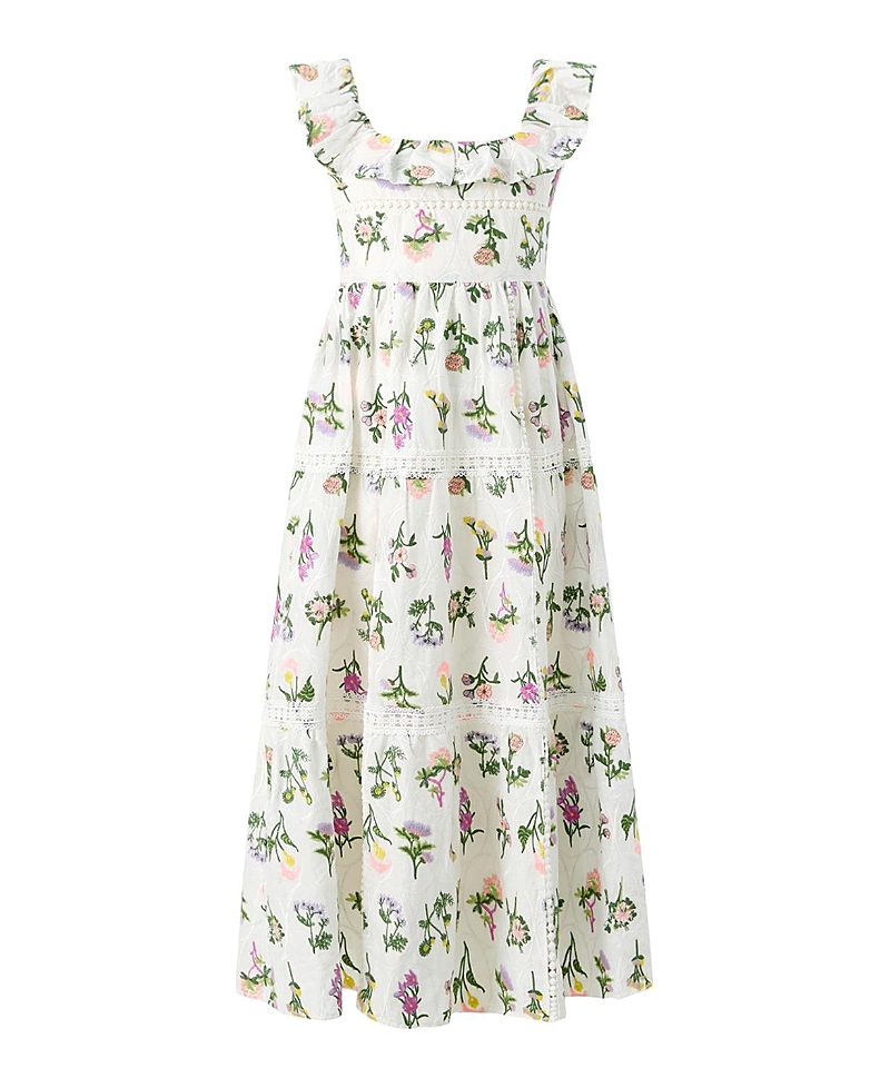Marlo Kids Girls' Emely Frill Embroidered Maxi Dress - Little Kid, Big Kid