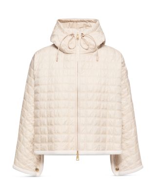 Hooded Square Quilted Padded Cape Jacket