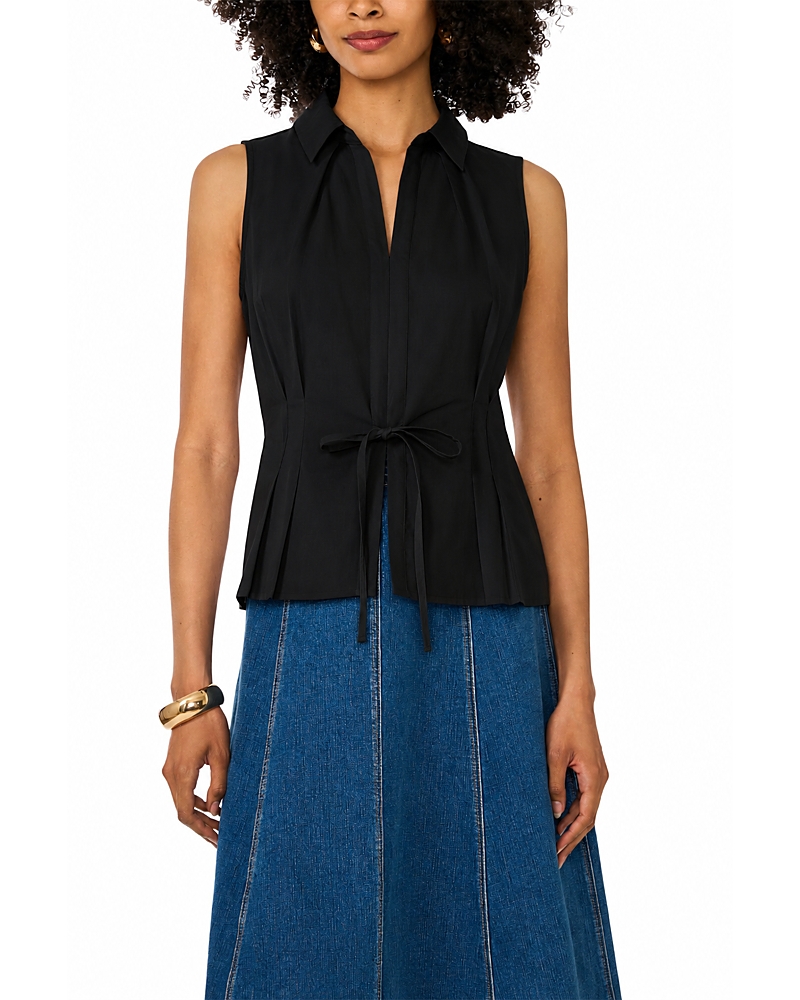 1.state Collared Tie Front Sleeveless Top