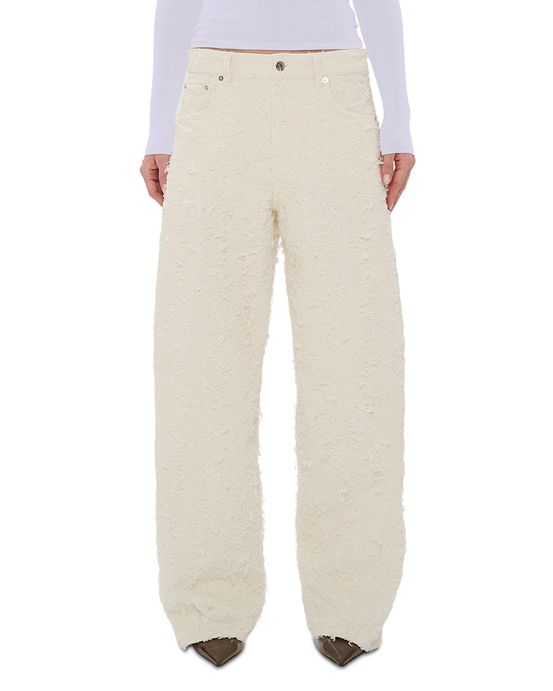 Haikure Clyde Eyelash Texture Mid Rise Wide Leg Jeans in Off White