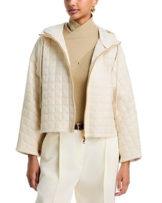 Hooded Square Quilted Padded Cape Jacket