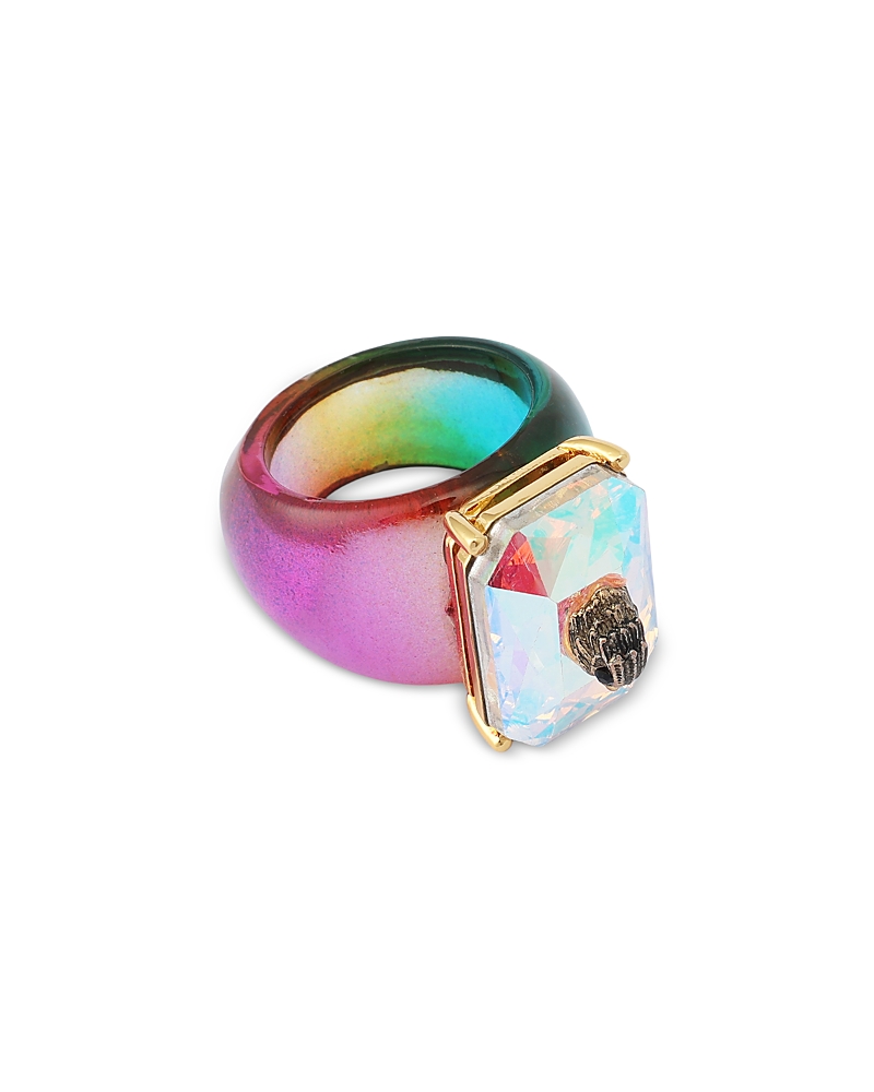 Kurt Geiger London Signature Eagle Stone Cocktail Rainbow Ring
