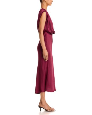 Flora Sleeveless Blouson Silky Satin Dress - thumbnail 5