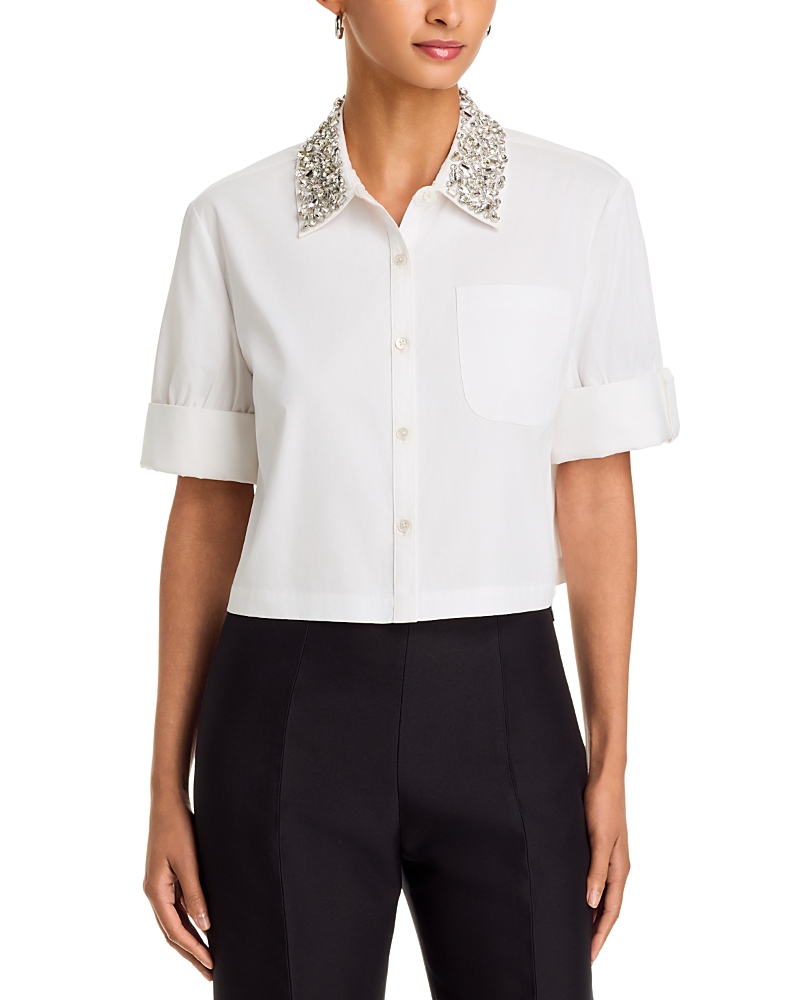 Toccin Zadie Cotton Embellished Cropped Shirt