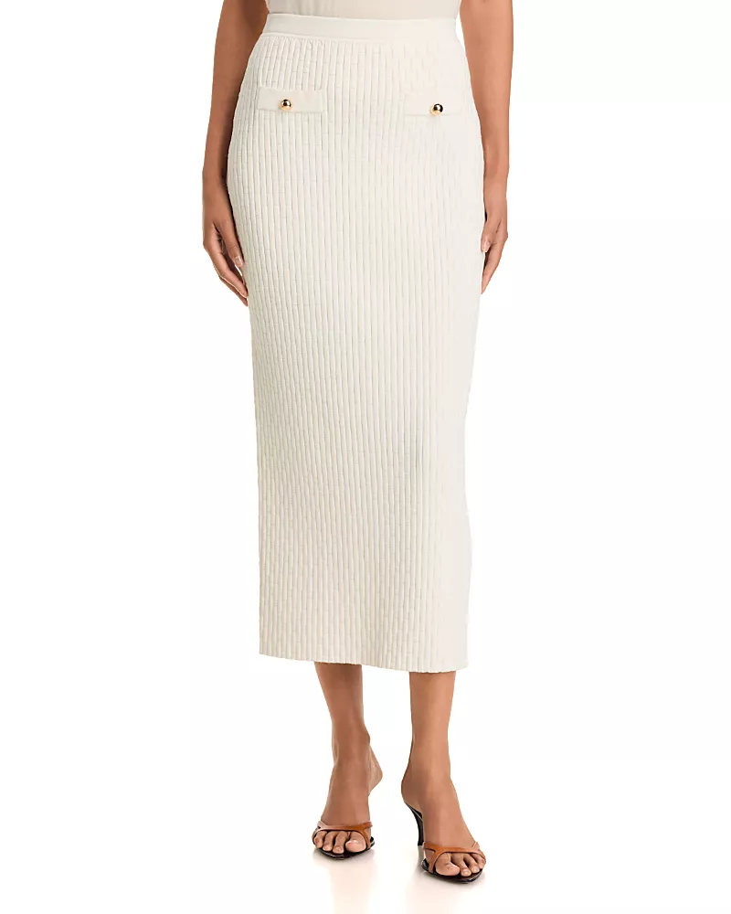 Toccin Milla Buttoned Faux Pocket Midi Skirt