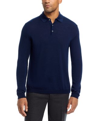 Wool & Silk Long Sleeve Knit Polo
