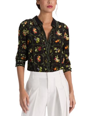 Willa Printed Collared Silk Top