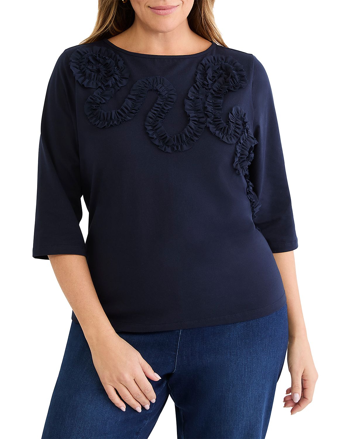 Nic+Zoe Plus Mesh Applique Top