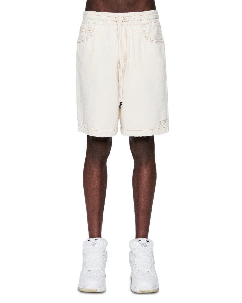 Amiri Drawstring Denim 8 Shorts in Ecru