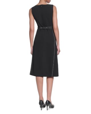 Contrast Stitch Belted Midi Dress - thumbnail 2