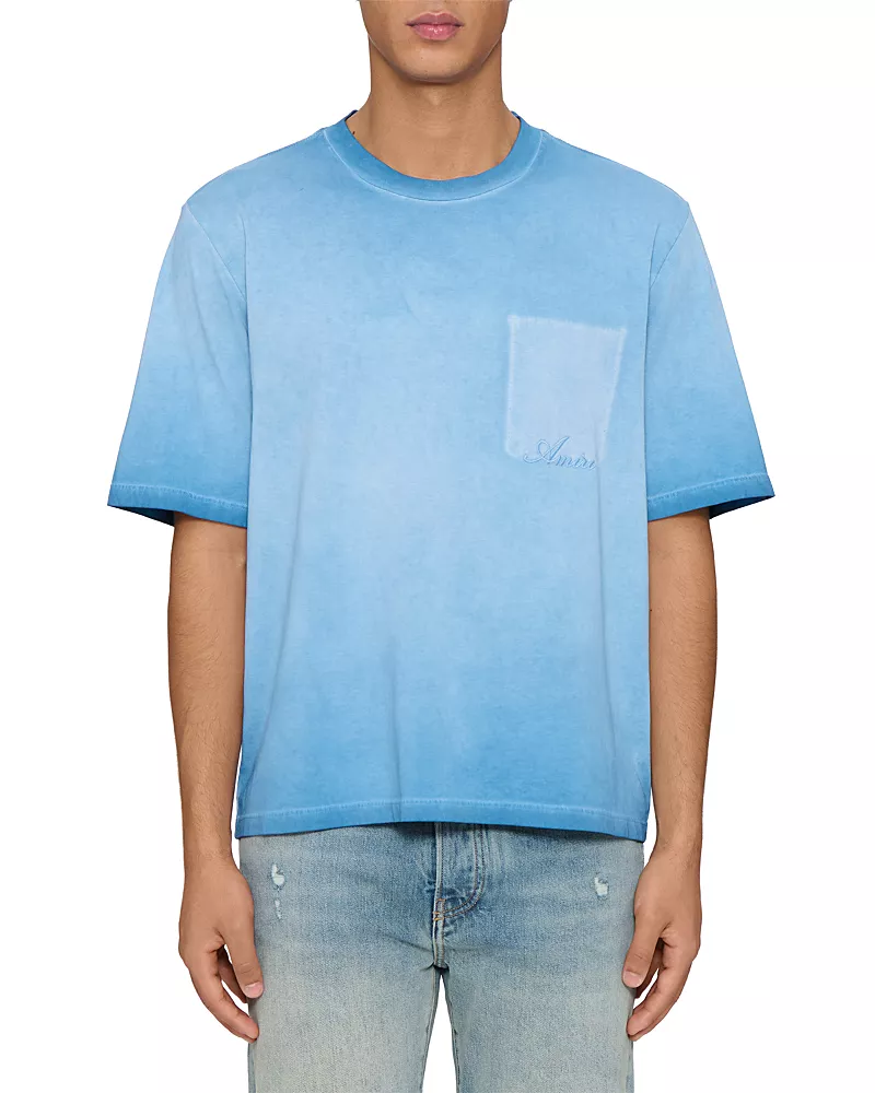 amiri Faded Pocket Cropped Cotton T-Shirt
