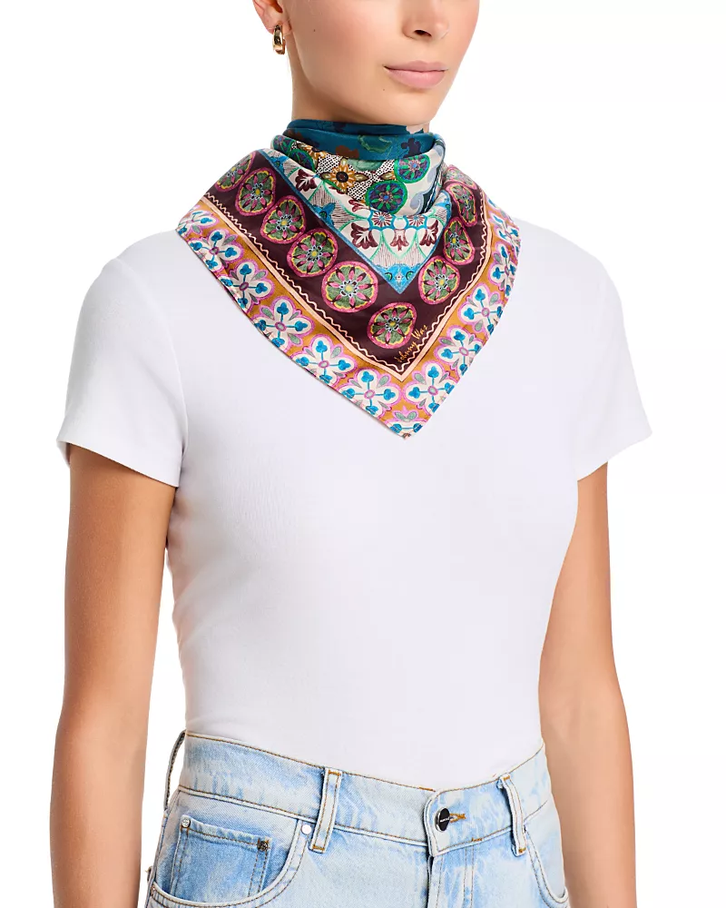 Johnny Was Descanso Silk Square Floral Scarf