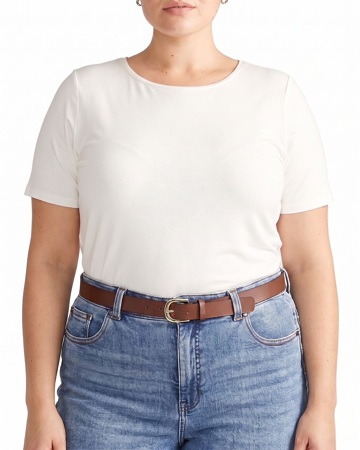 Universal Standard Women's Plus Lily Liquid Jersey Crew Neck Stovepipe Tee