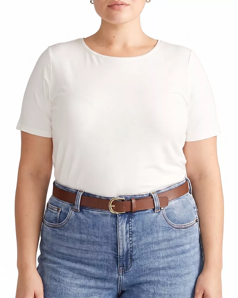 Universal Standard Women's Plus Lily Liquid Jersey Crew Neck Stovepipe Tee