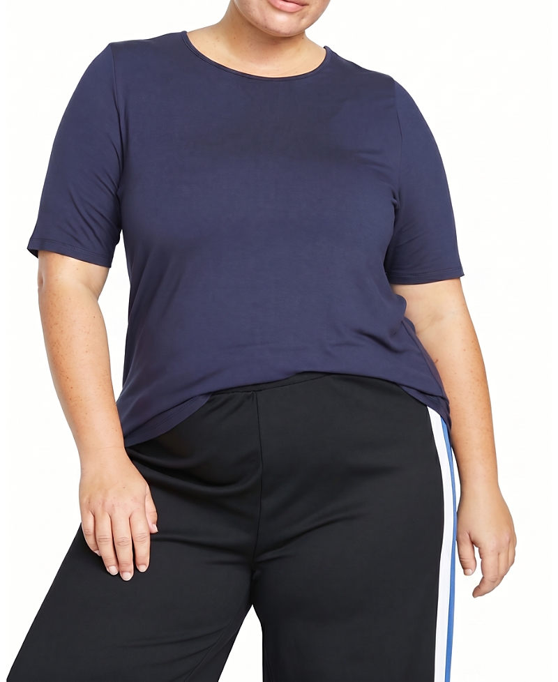 Universal Standard Women's Plus Lily Liquid Jersey Crew Neck Stovepipe Tee