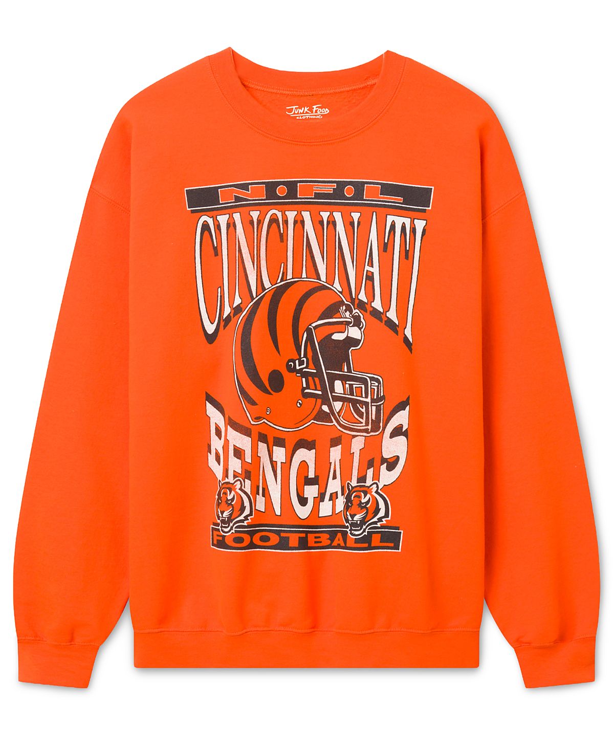 Junk Food Clothing Unisex Cincinnati Bengals Helmet Flea Market Crew Fleece Sweatshirt
