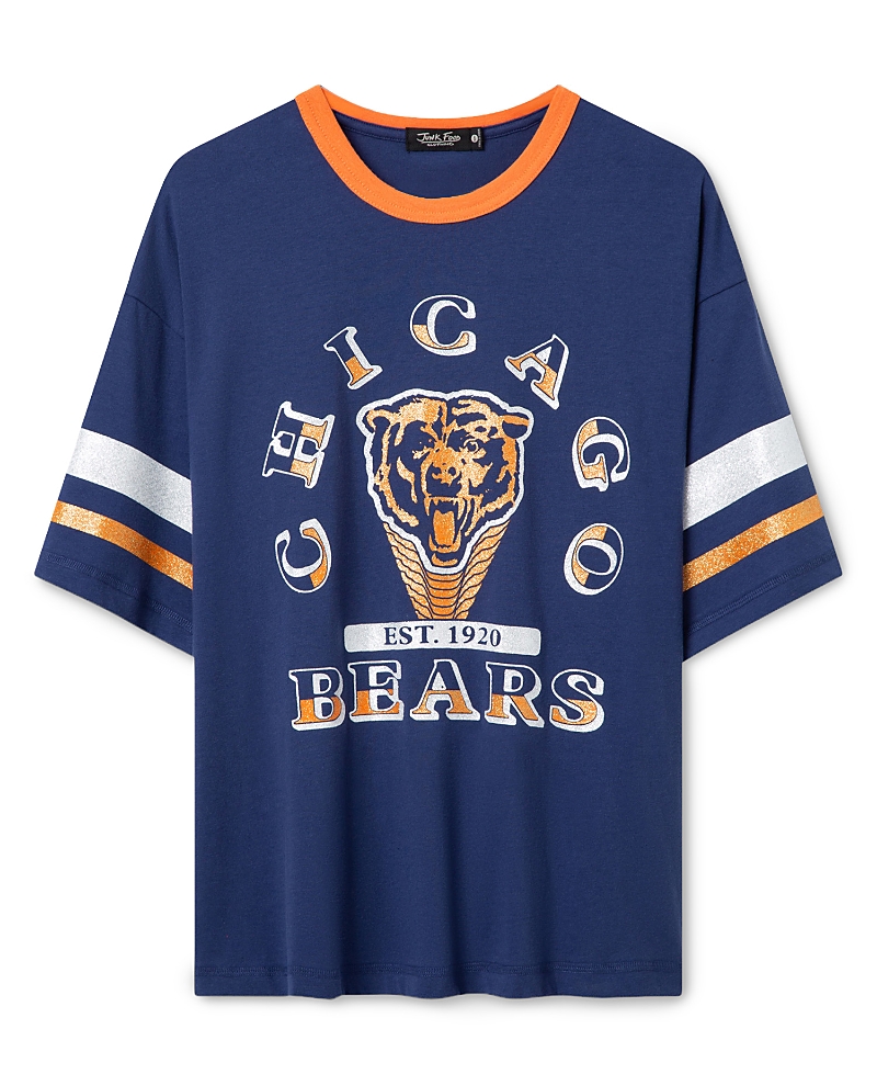 Junk Food Clothing Women's Chicago Bears Glitter Boxy Ringer