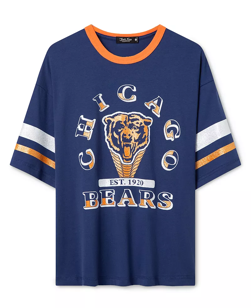 Junk Food Clothing Women's Chicago Bears Glitter Boxy Ringer