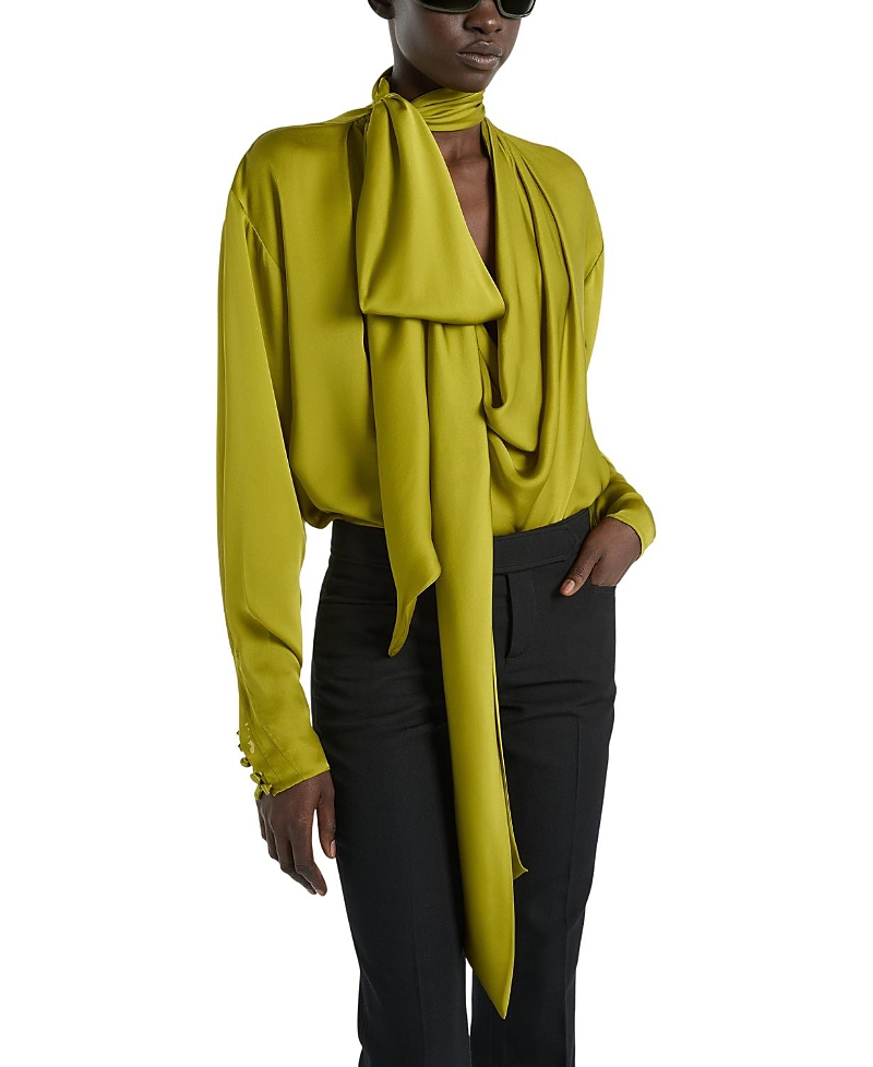 Balmain Draped Silk Chiffon Blouse