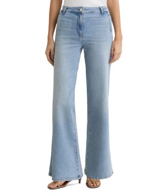 Petite Addie Mid Rise Wide Leg Jeans in Light Blue