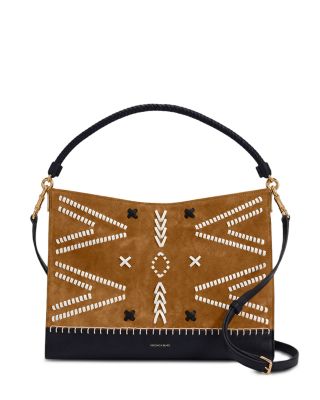 Vida Stitch Suede Shoulder Bag