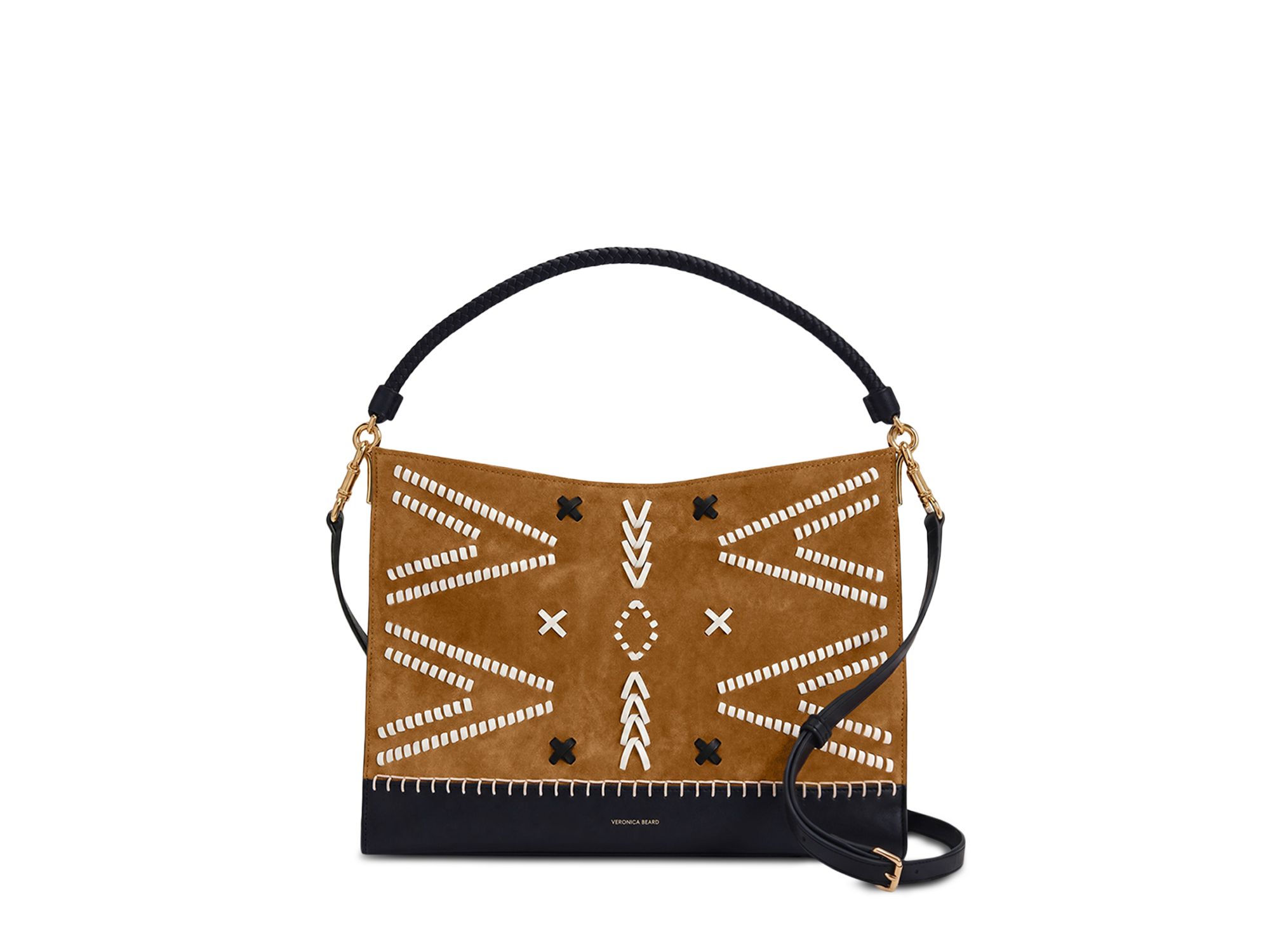 Vida Stitch Suede Shoulder Bag - Image 1