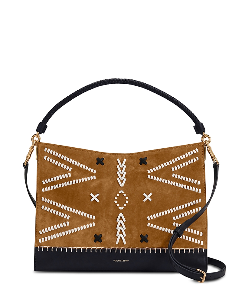 Veronica Beard Vida Stitch Suede Shoulder Bag