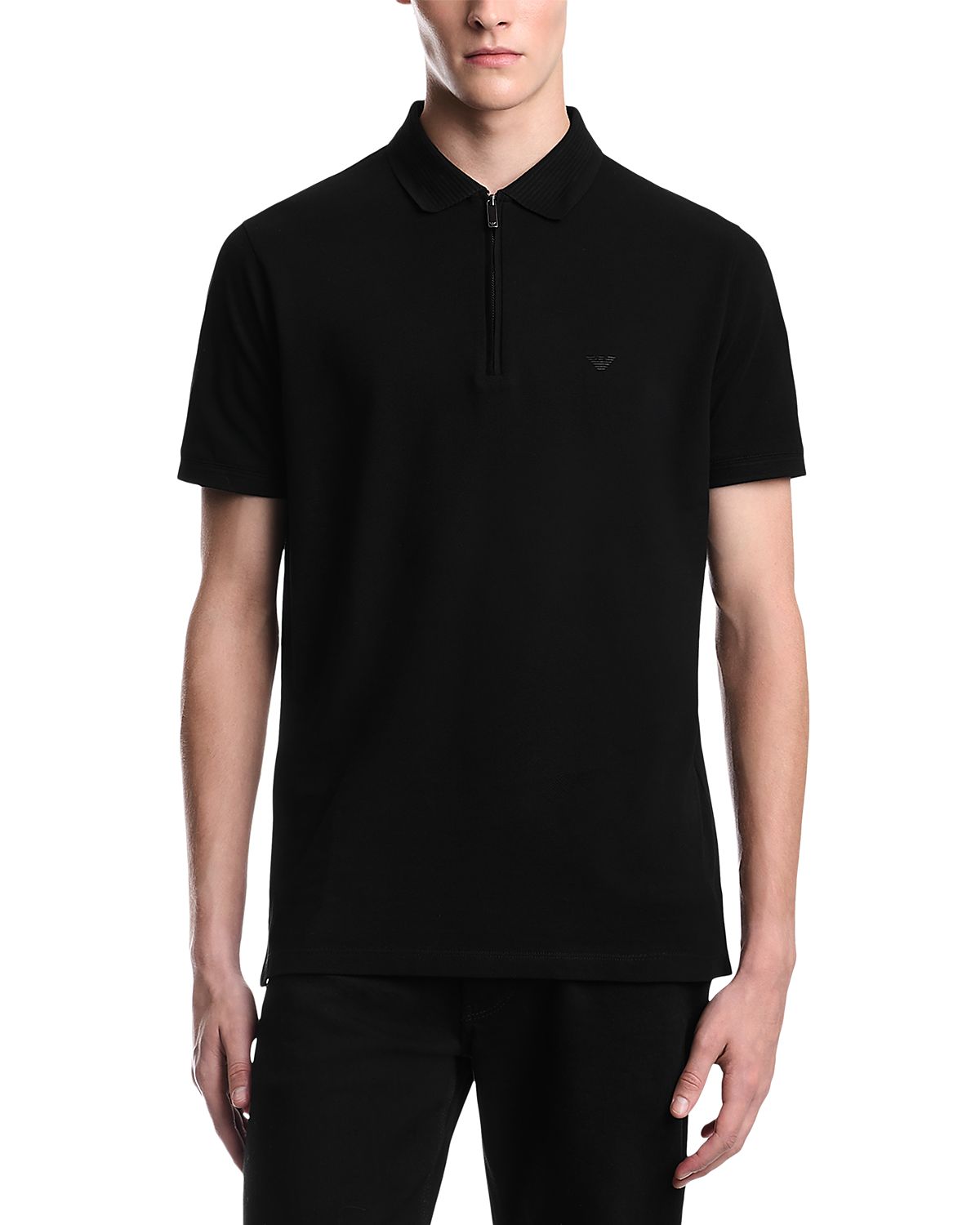Emporio Armani Cotton Pique Zip Polo Shirt