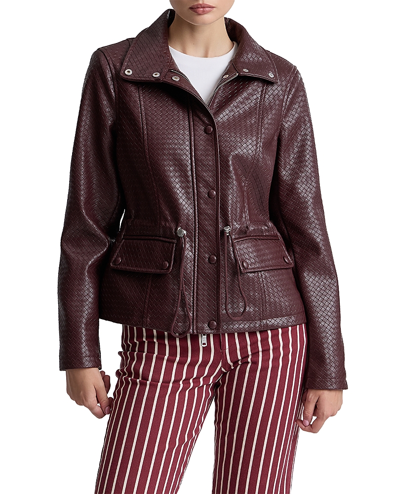 Avec Les Filles Faux Leather Drawstring Waist Jacket