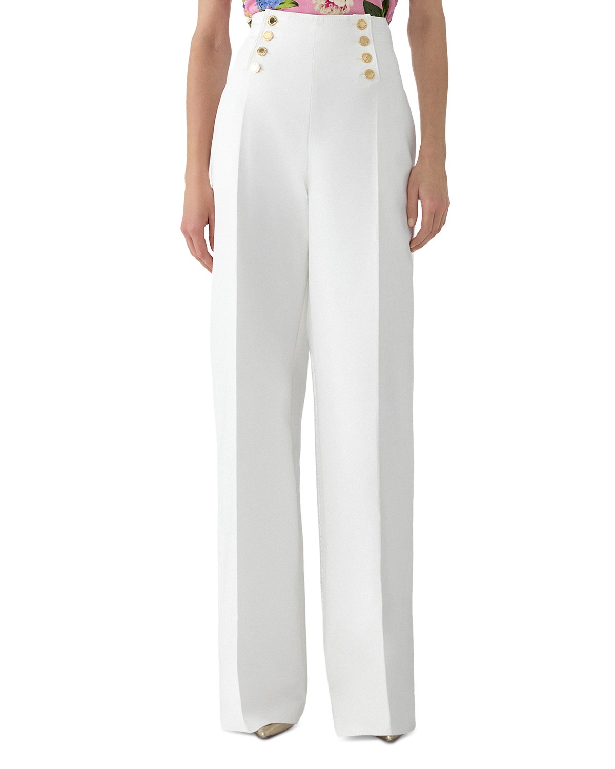 Carolina Herrera Alba High Rise Wide Leg Pants in White