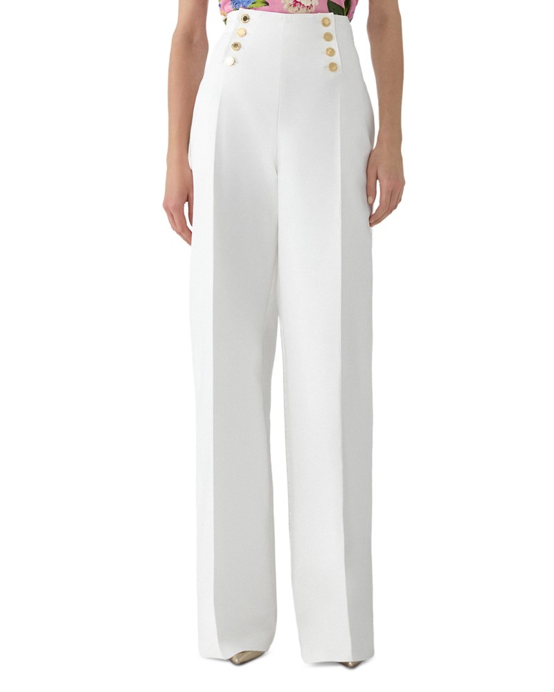 Carolina Herrera Alba High Rise Wide Leg Pants in White